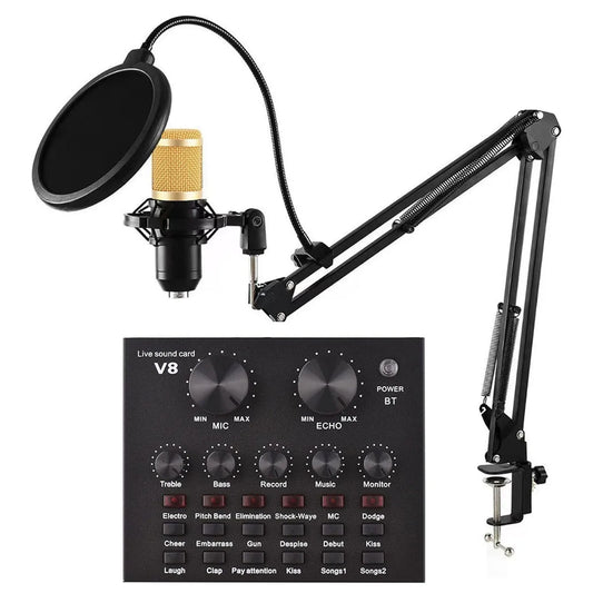 Live Sound card V8 audio mixer with Speech converter & microphone suite Studio