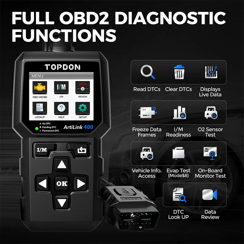 Topdon AL400 OBD2 Scanner Diagnostic Tool Code Reader Clear Artilink400 Car Repair Tools