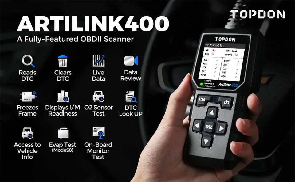 Topdon AL400 OBD2 Scanner Diagnostic Tool Code Reader Clear Artilink400 Car Repair Tools