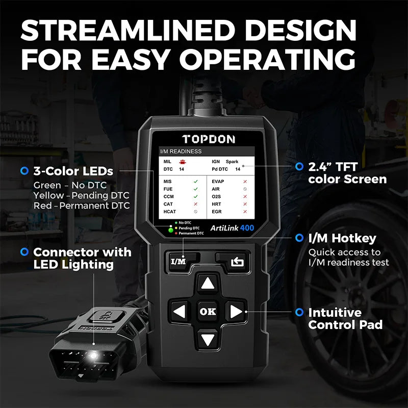 Topdon AL400 OBD2 Scanner Diagnostic Tool Code Reader Clear Artilink400 Car Repair Tools